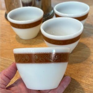 Pyrex #708 Corning Bronze Scroll Cereal Coffee Bowl Excellent Condition Vintage